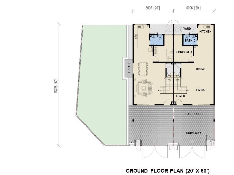 Ara Saujana layout 20x60 ground floor